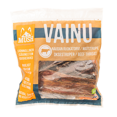 Køb på shop.mush.dk // MUSH VAINU Oksestrube i pose 1 stk. 220g (Rabat ved: 6 Stk.)